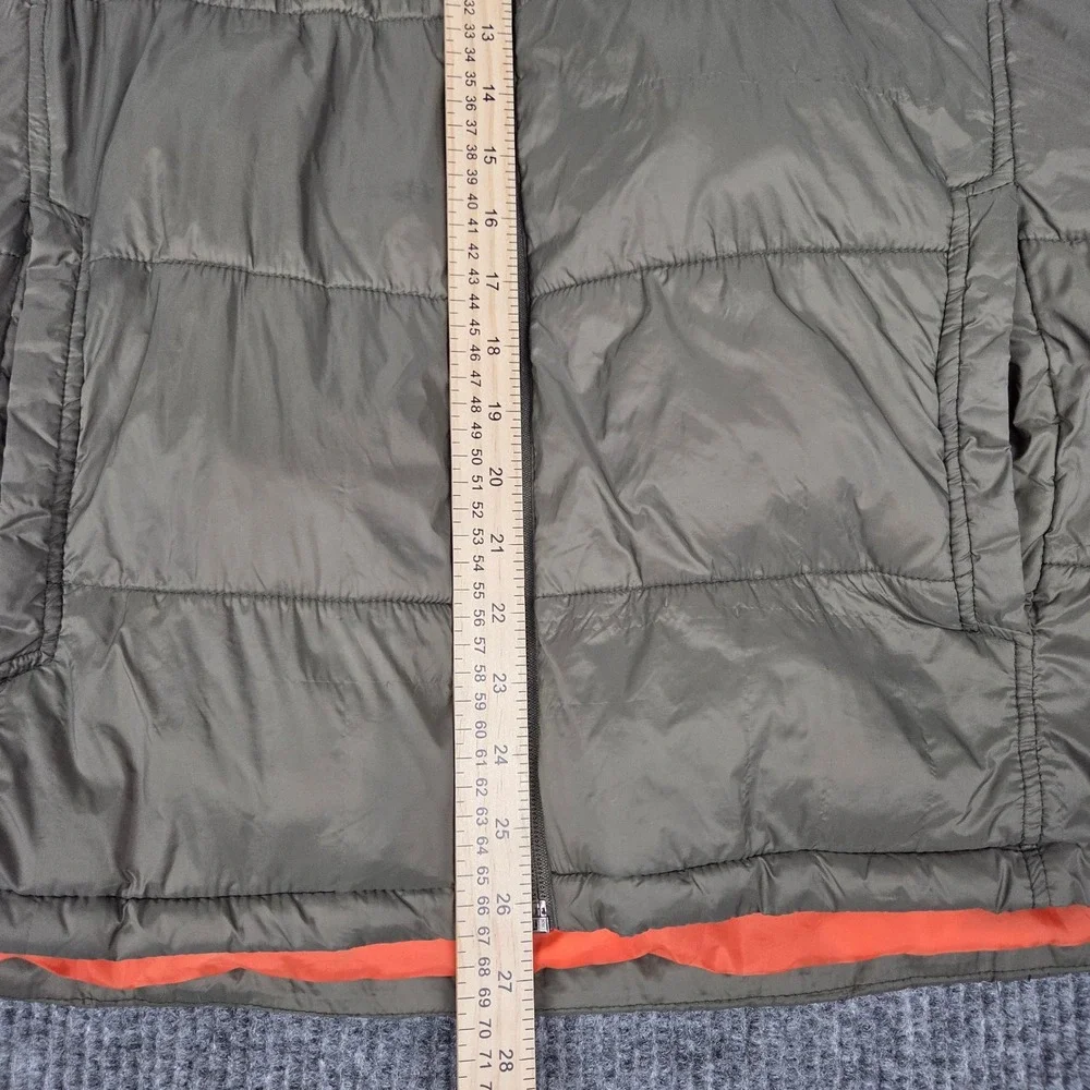 IZOD Mens Puffer Vest Olive Green Orange Lining Full Zip Quilted XL 261137